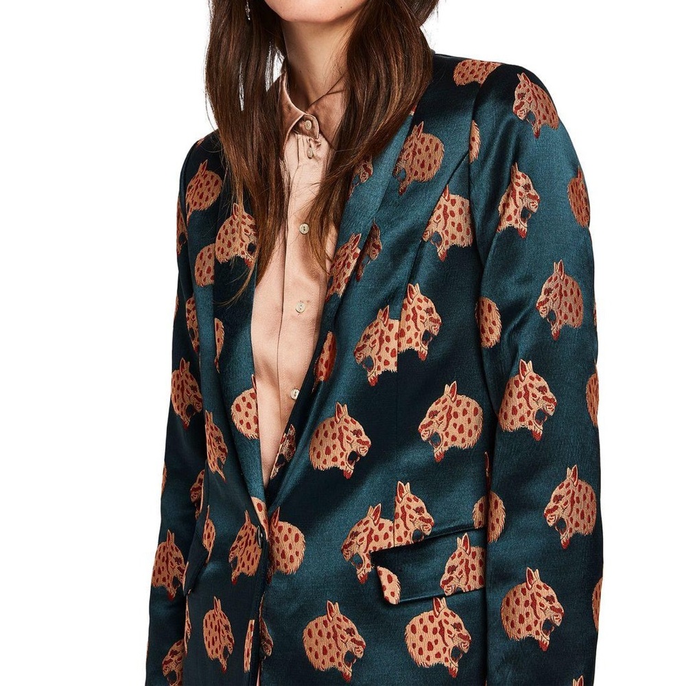 Scotch & Soda Maison Scotch Stargazer XS Jacquard Blazer Snow Leopard pattern